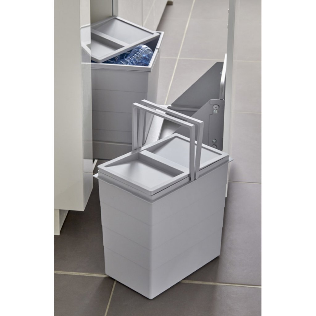 Poubelle Plafor standard 2x90L, support métallique pour 2 poubelles -  déchets séparés