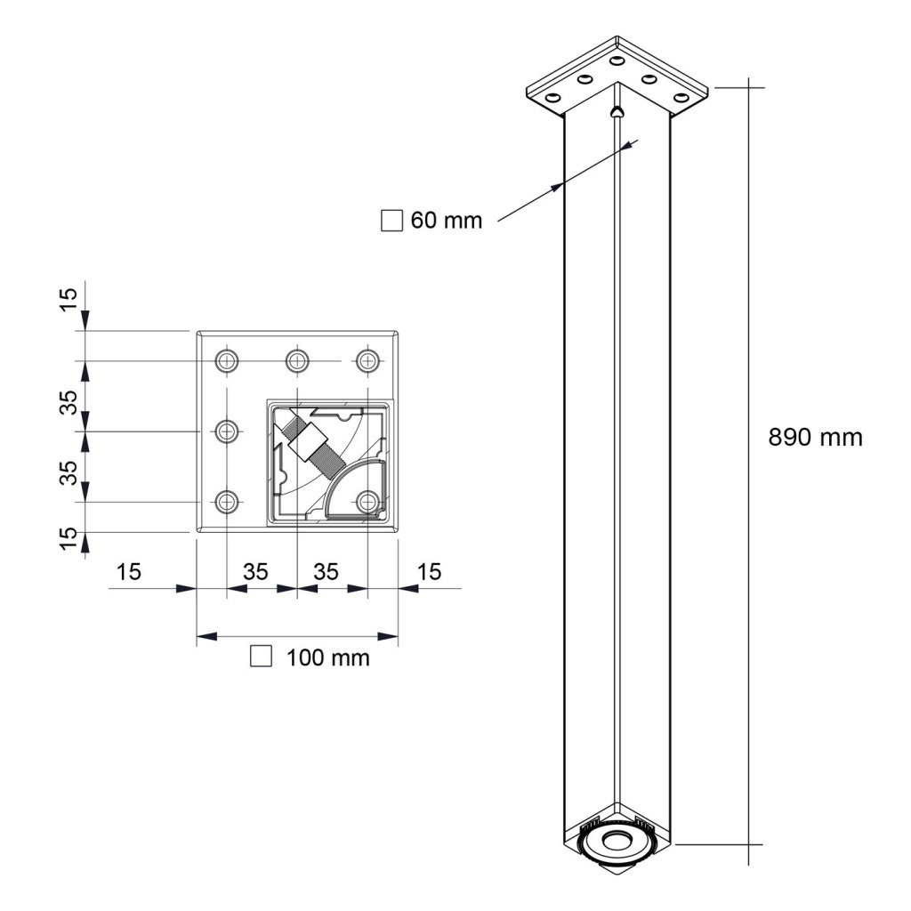 Xavax Socle universel Gigant (60 x 60 cm, augmentation de 50 cm, socle  stable avec compartiment inférieur, pieds réglables en hauteur, socle pour